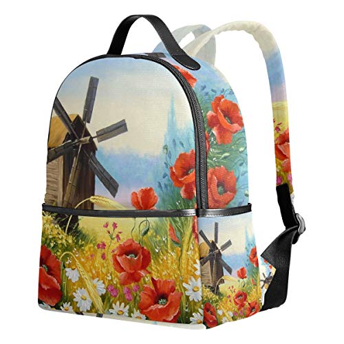 CPYang Mochila Escolar con diseño de Amapola y Hojas de Margaritas, Bolso de Hombro, Casual, Mochila de Viaje para niñas, niños, Mujeres y Hombres