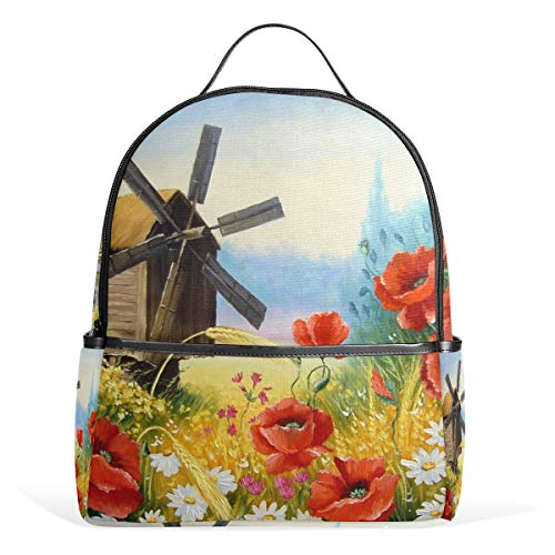 CPYang Mochila Escolar con diseño de Amapola y Hojas de Margaritas, Bolso de Hombro, Casual, Mochila de Viaje para niñas, niños, Mujeres y Hombres