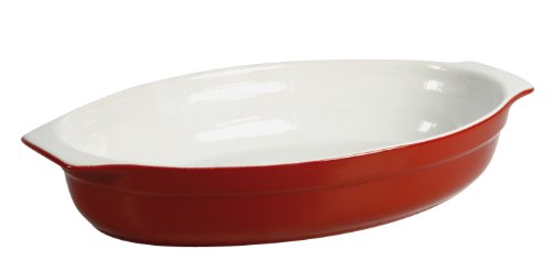 Crealys Tradifonte Fuente Ovalada para Horno con Asas Seducción Cerámica Color Frambuesa, Centimeters