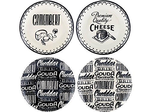 Creative Tops CT de Queso - Juego de 4 Platos de Queso Negro y CRM