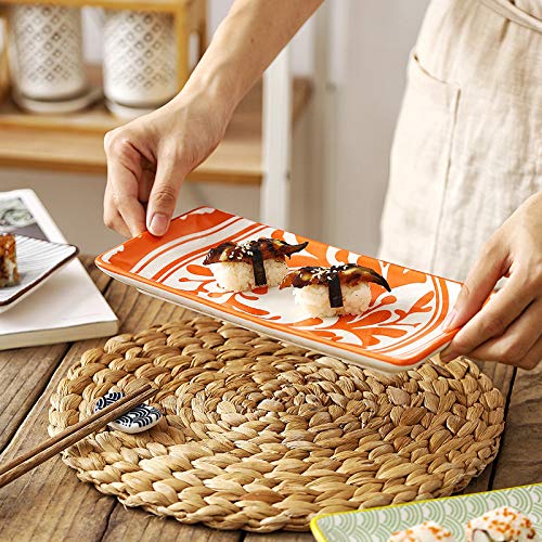 Creativo estilo nórdico Underglaze Color Vajilla de cerámica Restaurante Rectangular Sushi Plato de fruta Postre casero Plato llano llano Plato rectangular multicolor