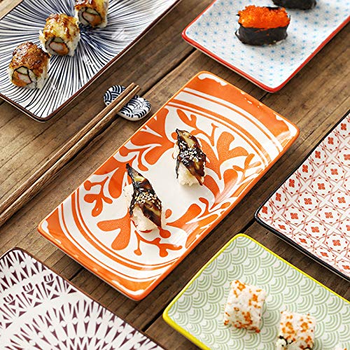 Creativo estilo nórdico Underglaze Color Vajilla de cerámica Restaurante Rectangular Sushi Plato de fruta Postre casero Plato llano llano Plato rectangular multicolor