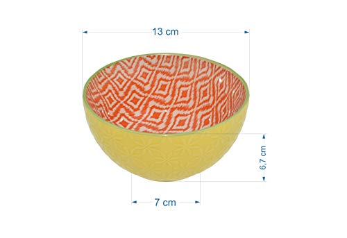 Creofant - Juego de 6 cuencos de cereales, multicolor, frutero, ensaladera, helado, cuenco de cerámica, cuenco de cerámica