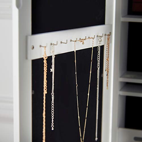 Crystal Puerta de Montado Pared Largo Completo Dormitorio Joyas Armario de Espejo Con Luces LED y Soporte Para Secador de Pelo Estantes de Almacenamiento Para Maquillaje y Cosmética