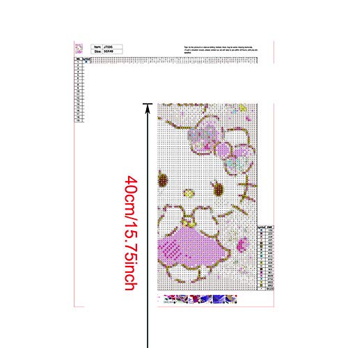 Cuadro de diamante 5D DIY de punto de cruz con diamantes de imitación de diamante de imitación, manualidades para decoración de la pared del hogar, regalos de Hello Kitty 30 x 40 cm