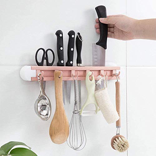 Cuchillo posición creadora inconsútil de la fruta del plato portacuchillas/multi-función de almacenamiento de la paja del trigo cortador rack Cocina con gancho Portacuchillas color al azar jszzz