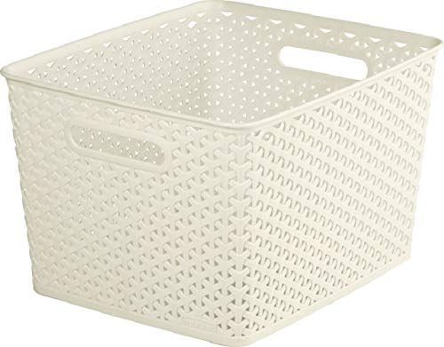 Curver - Cesta Organizadora Multiusos MyStyle L 18L. con Asas - Color Blanco Vintage