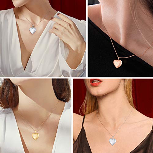 Custom4U Collar Cobre Dorado Antialérgico para Mujeres Colgante Corazón Guardapelo DIY Novias Cadena Dorada Rolo