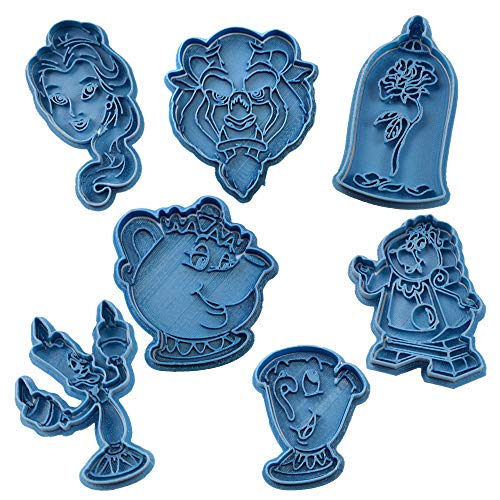 Cuticuter La Bella y la Bestia Pack cortador de galletas, azul. 8x7x1,5cm