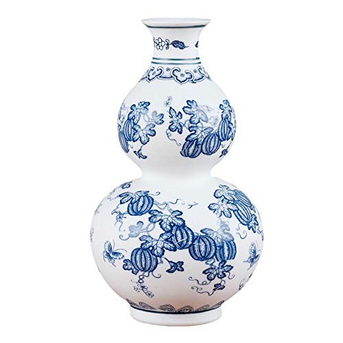 Cxp Boutiques Estilo Florero de caolín de Porcelana Azul y Blanco clásico Chino Sala de Estar Estudio Decoración Florero Hecho a Mano Elegante (Color : E)