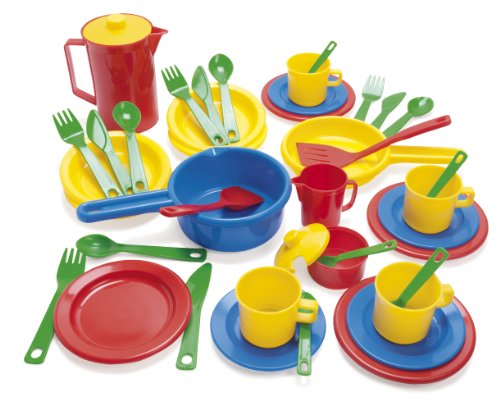 Dantoy 4223 - Set de vajilla y utensilios de cocina de plástico (42 piezas) [importado de Alemania]