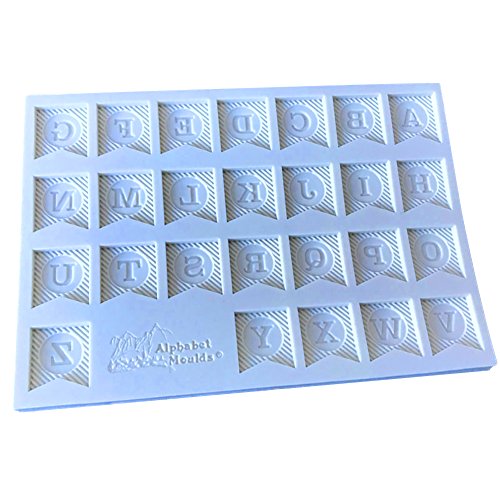 Da.Wa 1Pcs Bunting Letras Molde de Pastel de Silicona Molde 15.5*11*0.8cm Gris