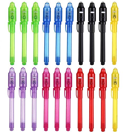 DazSpirit Bolígrafo de Tinta Invisible, 20PCS lápiz espía Y mágico de luz UV para Mensajes Secretos y Fiestas Noticias Regalos Sencillas mágicas