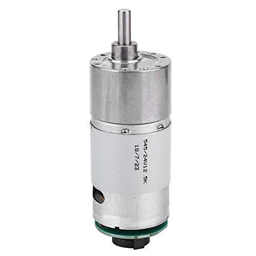 DC 12 / 24V 10-1500RPM Motorreductor Reductor de Velocidad de Torsión Grande Motorreductor Con Encoder Motor de Reducción de Velocidad de Potencia Eje de Salida Excéntrico(12V 200RPM)