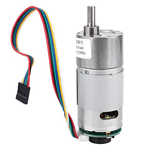 DC 12 / 24V 10-1500RPM Motorreductor Reductor de Velocidad de Torsión Grande Motorreductor Con Encoder Motor de Reducción de Velocidad de Potencia Eje de Salida Excéntrico(12V 200RPM)