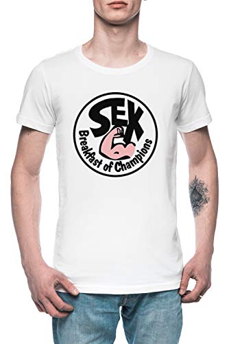 De Colores Desayuno Tardío De Campeones Hombre Camiseta tee Blanco Men's White T-Shirt