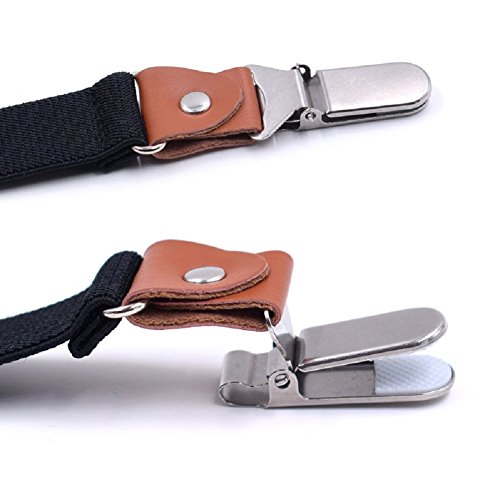 DEBAIJIA Boutique en Caja Conjunto Tirantes y Pajarita Para Adulto Unisex Extra Fuerte 3 Clips 2,5 cm Ancho Y Forma Metal Elástica Ajustable Accesorios Vino