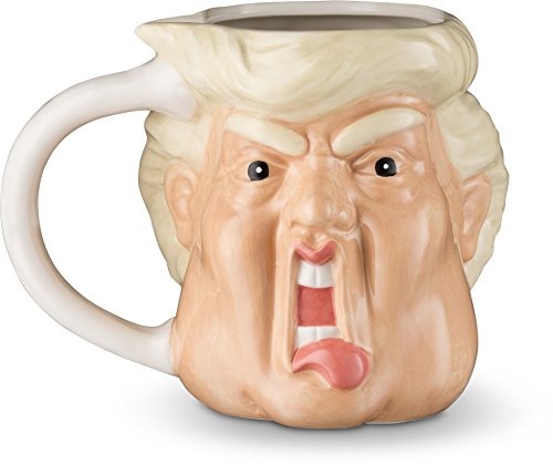 Decodyne Donald taza divertida de cerámica, 18 oz – Taza de café de cerámica pintada a mano con forma de cara de Donald Trump