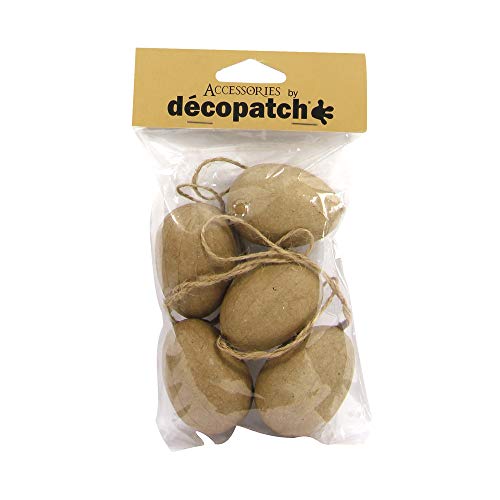 Decopatch Papel maché Huevos para Colgar, 5 Unidades, marrón