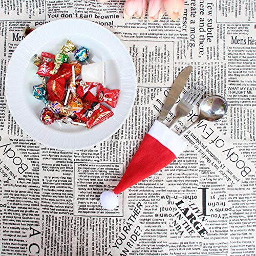 Decoracion de muebles, BaZhaHei, 5 piezas de Navidad vajilla decorativa Cuchillo Tenedor Set Navidad Sombrero herramienta de almacenamiento del Herramienta de cubiertos de sombrero de Navidad