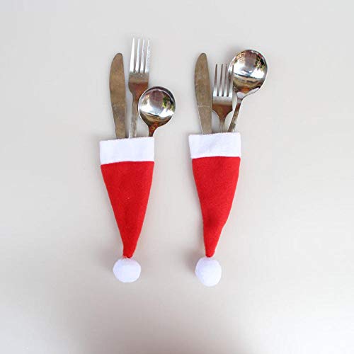 Decoracion de muebles, BaZhaHei, 5 piezas de Navidad vajilla decorativa Cuchillo Tenedor Set Navidad Sombrero herramienta de almacenamiento del Herramienta de cubiertos de sombrero de Navidad