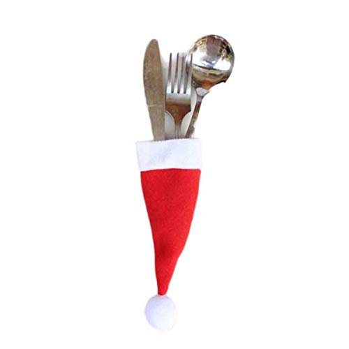 Decoracion de muebles, BaZhaHei, 5 piezas de Navidad vajilla decorativa Cuchillo Tenedor Set Navidad Sombrero herramienta de almacenamiento del Herramienta de cubiertos de sombrero de Navidad