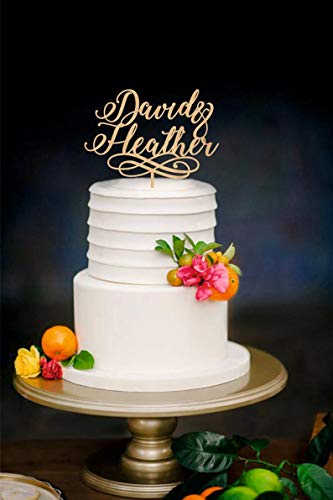 Decoración para tarta de dos nombres, decoración de madera para tarta de novia y novio, decoración para tarta de boda, decoración para tarta de cartas, decoración dorada