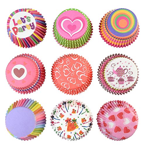 Decoraciones para cupcakes 100 piezas de vasos de papel de colores para tartas, herramientas para hornear magdalenas, bodas, cumpleaños, fiestas, decoración de pasteles, suministros para envolv