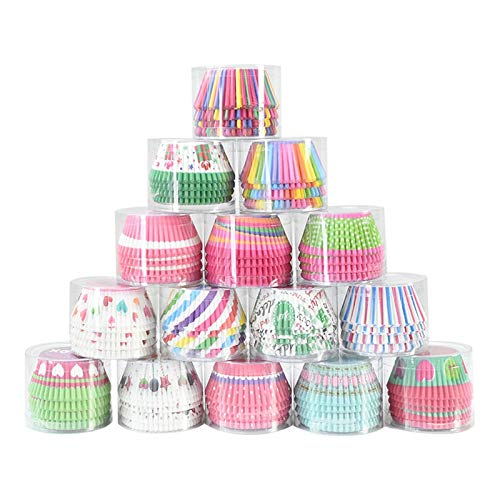 Decoraciones para cupcakes 100 piezas de vasos de papel de colores para tartas, herramientas para hornear magdalenas, bodas, cumpleaños, fiestas, decoración de pasteles, suministros para envolv