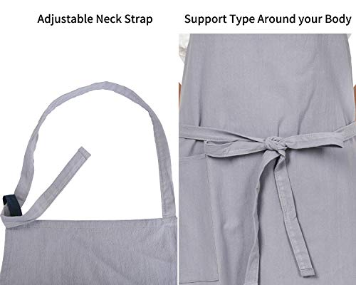 Delantal Cocina Japones Mujer 100% Algodón Delantales Elegantes con Bolsillo Profesionales Delantales para Chefs, Hornear, Jardinería, Restaurante, Jardineria, Barbacoa, Cafeteria
