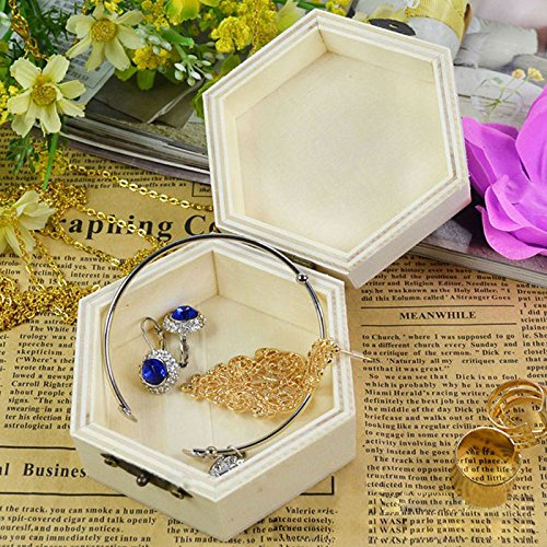 Demarkt Caja de Regalo de Almacenamiento Hexagonal de Madera Navidad Regalos de Cumpleaños y Fiesta Cajas de Regalo Conjunto de Convites para Decorativos 9.2 * 8 * 4.3CM 1PCS