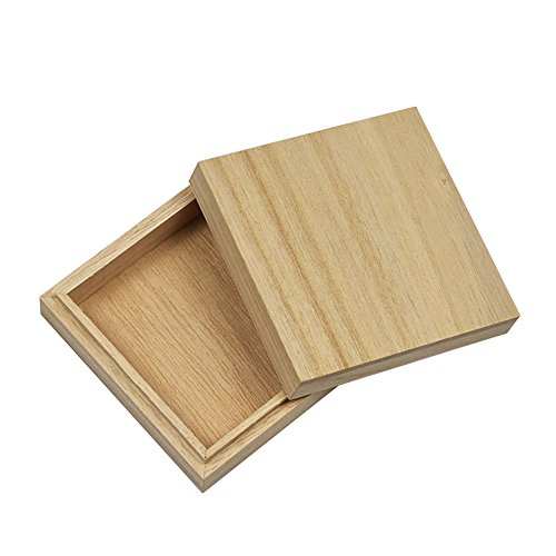 Demarkt Caja de Regalo de Joyería de Madera de Color Primario Navidad Regalos de Cumpleaños y Fiesta Cajas de Regalo Conjunto de Convites para Decorativos 8.7 * 8.7 * 3.2CM 1PCS