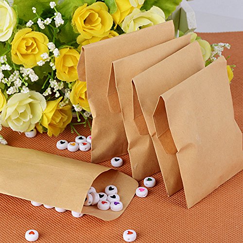 DEOMOR 100pcs(9x13cm) Bolsas Bolsitas Papel Kraft Pequeñas Estraza Marrón para Regalos Semillas Híbridas de Maíz Saco de Granja Caramelos Joyas (100pcs, 9X13cm)