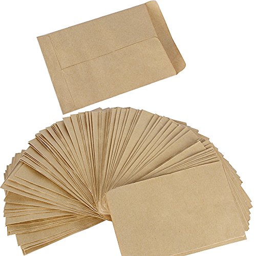 DEOMOR 100pcs(9x13cm) Bolsas Bolsitas Papel Kraft Pequeñas Estraza Marrón para Regalos Semillas Híbridas de Maíz Saco de Granja Caramelos Joyas (100pcs, 9X13cm)