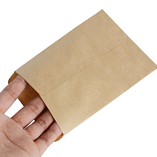 DEOMOR 100pcs(9x13cm) Bolsas Bolsitas Papel Kraft Pequeñas Estraza Marrón para Regalos Semillas Híbridas de Maíz Saco de Granja Caramelos Joyas (100pcs, 9X13cm)