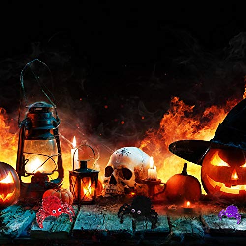DERU® Araña Aterradora para Halloween, 4 Piezas Halloween Araña de la Felpa, Halloween Decoración de Araña, Peluche De Araña para Patio de Pared de Ventana Decoración Interior al Aire Libre