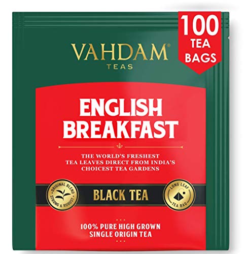 Desayuno Inglés Té Negro (100 Bolsitas De Té) | ALTA ENERGÍA Y CAFEÍNA - Reemplazo de café saludable | Bolsas de té negras fuertes, robustas y con sabor | ANTIOXIDANTES RICOS