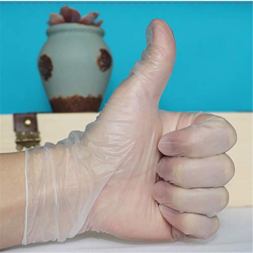 Desconocido JIER Guantes Desechables de plástico de Polietileno para Uso alimentario, Desechables, para manipular Alimentos, Guantes de Trabajo Desechables,100 Unidades (Transparente,XL)