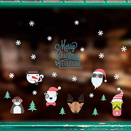 Dibujos animados Navidad Animales Muñeco de nieve Pegatinas de pared Sala de estar Habitación para niños Dormitorio Vitrina Ventana Vinilos de vinilo Arte Murales de Navidad