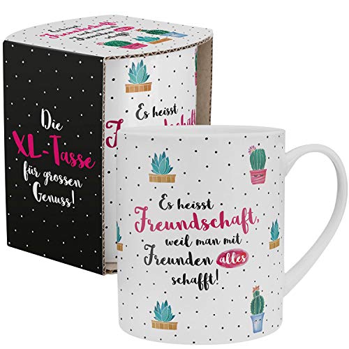 Die Geschenkewelt XL-Tasse 46215 "Es heisst Freundschaft, weil man mit Freunden alles schafft!"