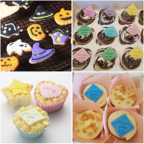 Diealles Shine Cortapastas con Expulsor, Juego de 8 Moldes para Galletas, Thanksgiving Halloween Cortadores de Galletas Set Plástico