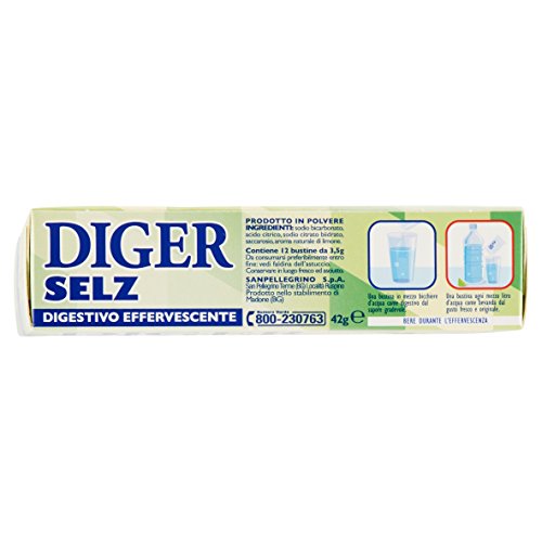 Diger Selz Digestivo Effervescente al Gusto di Limone - Confezione da 12 Bustine