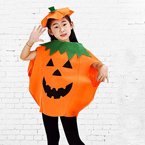 Disfraz de Calabaza de Halloween Ropa Elegante para Niños Niñas Fiesta de Halloween Decoración de Cosplay (Sombrero de Ropa)