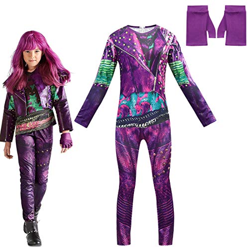 Disfraz tipo mono de Mal de Descendants 3 para niña, para Halloween o fiesta de disfraces
