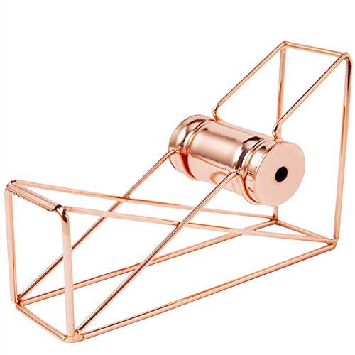 Dispensador de cinta de escritorio - Oro rosa Hierro forjado Metal Asiento multipropósito Cortador de escritorio automático Organizador de almacenamiento Titular Papelería oficina Luz Lujo Hogar