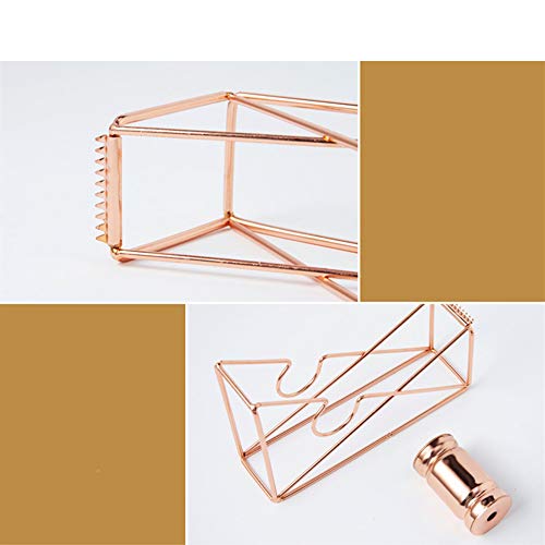 Dispensador de cinta de escritorio - Oro rosa Hierro forjado Metal Asiento multipropósito Cortador de escritorio automático Organizador de almacenamiento Titular Papelería oficina Luz Lujo Hogar