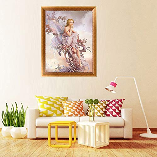 DIY 5d diamante Kit de Pintura de punto de cruz,Pinturas diamantes diseño de bordado de mariposas y hada para artes manualidades suministro para el hogar decoración de la pared 32 x 45 cm