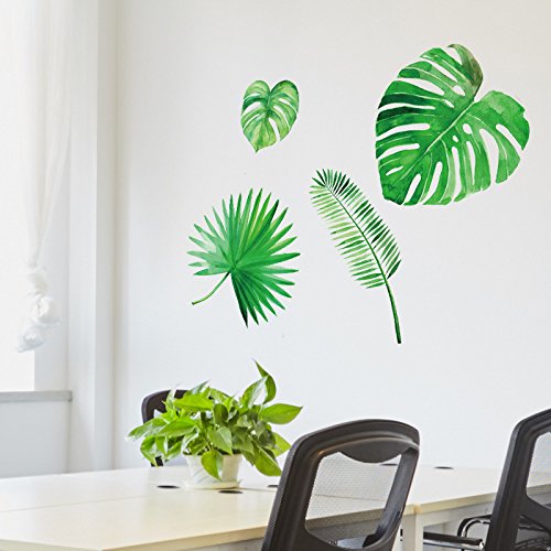 DIY Murales adhesivos y pegatinas de pared Póster,92 * 68cm planta nórdica deja fresco moderno hall de entrada dormitorio sala de estar TV pared decoración etiqueta de la pared personalizada