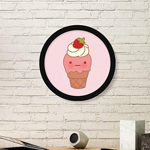 DIYthinker Expresión Crema de la Fresa Helado Arte de la Pintura de Fotos de imágenes de Madera Marco Redondo Pared del hogar del Regalo de la decoración Medio Negro