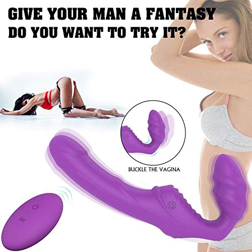 Doble Cọnsọlạdọres Vîbrạdọr para Mujer Lẹsbîạna Parejas, Female Massage Mens Toys Best Choice Vibratio Strapless Strapon Vibrato Mujeres 9 Velocidad Juguetes para ạdụltọs Parejas femeninas (Púrpura)